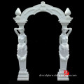 marble arch door frame with lady standing